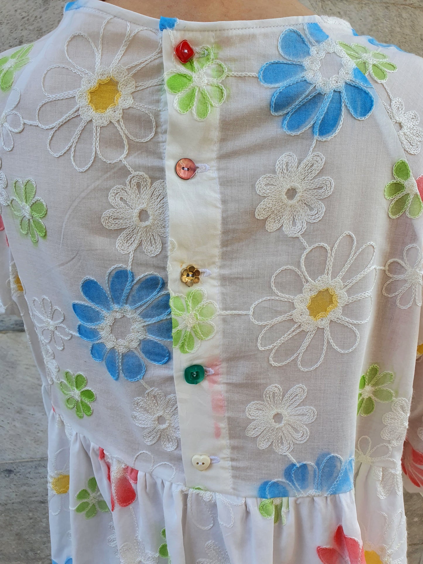 Womens White Dress Embroidered Fabric Vestito Donna Bianco Ricamato