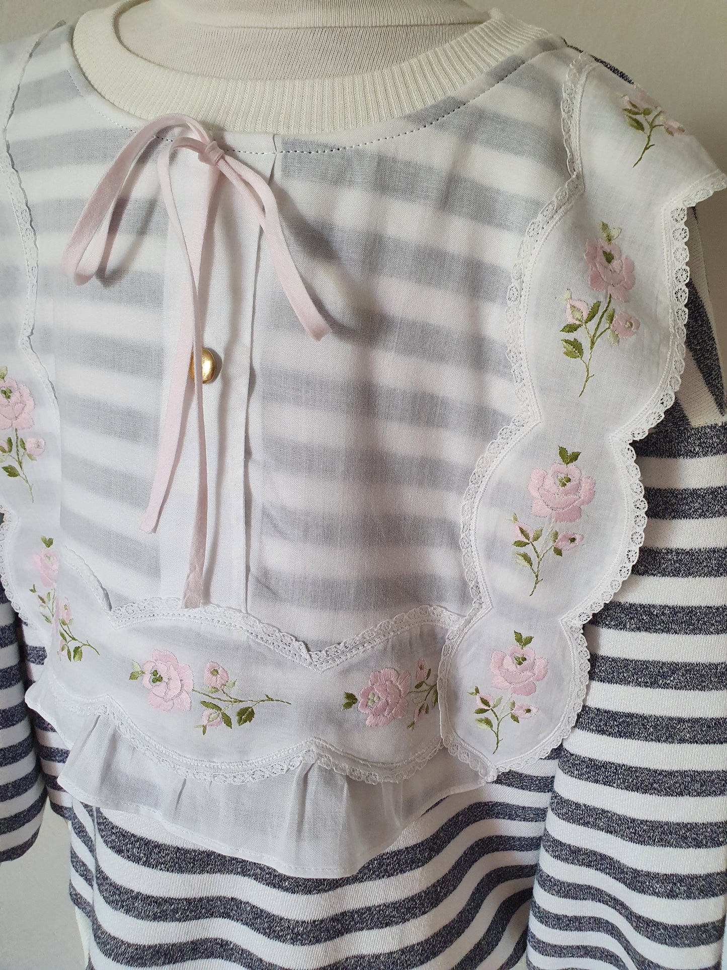 Felpa Girl Righe and Vintage Collar