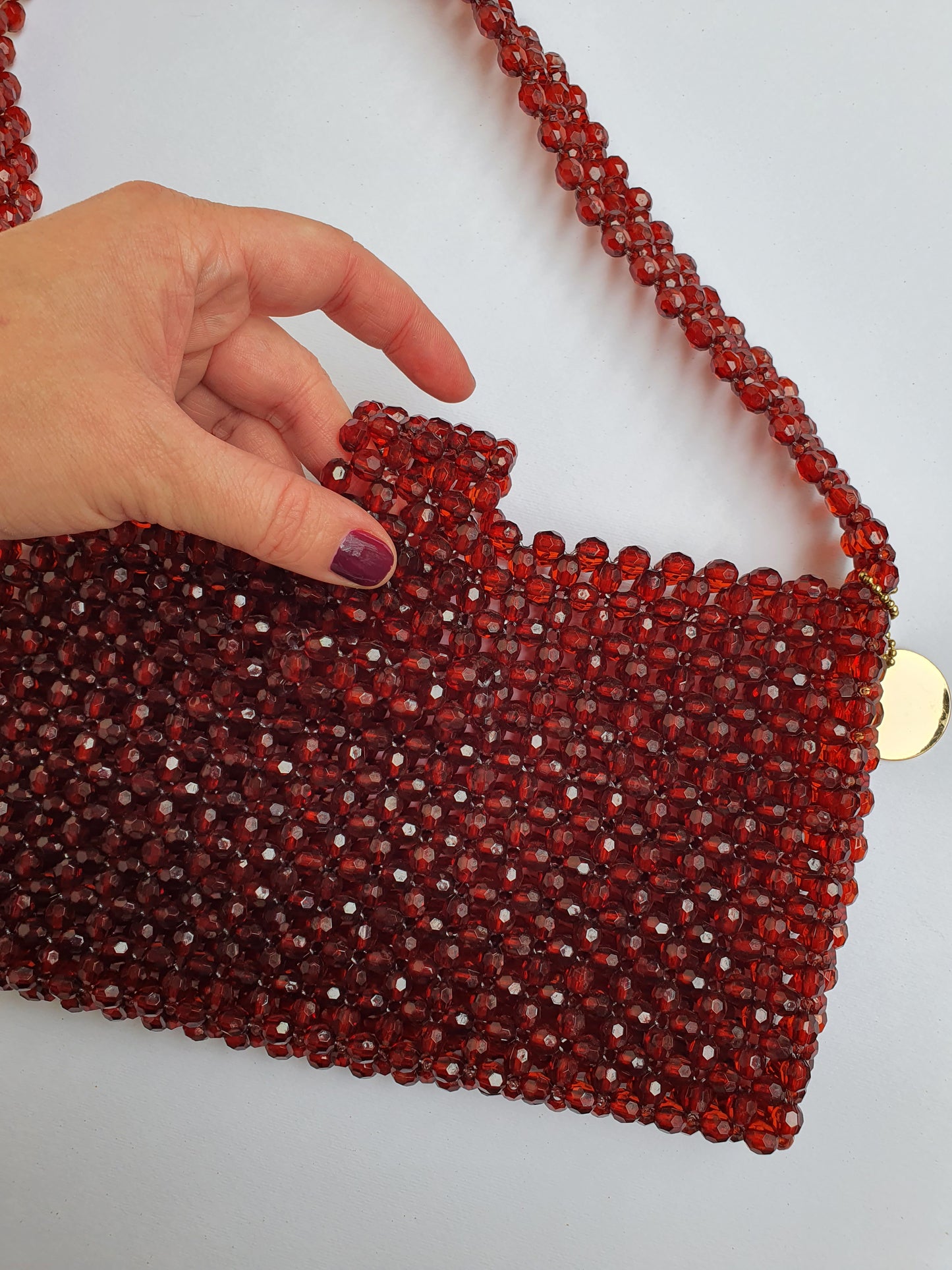 Borsetta Donna Perline Bordeaux Rossa