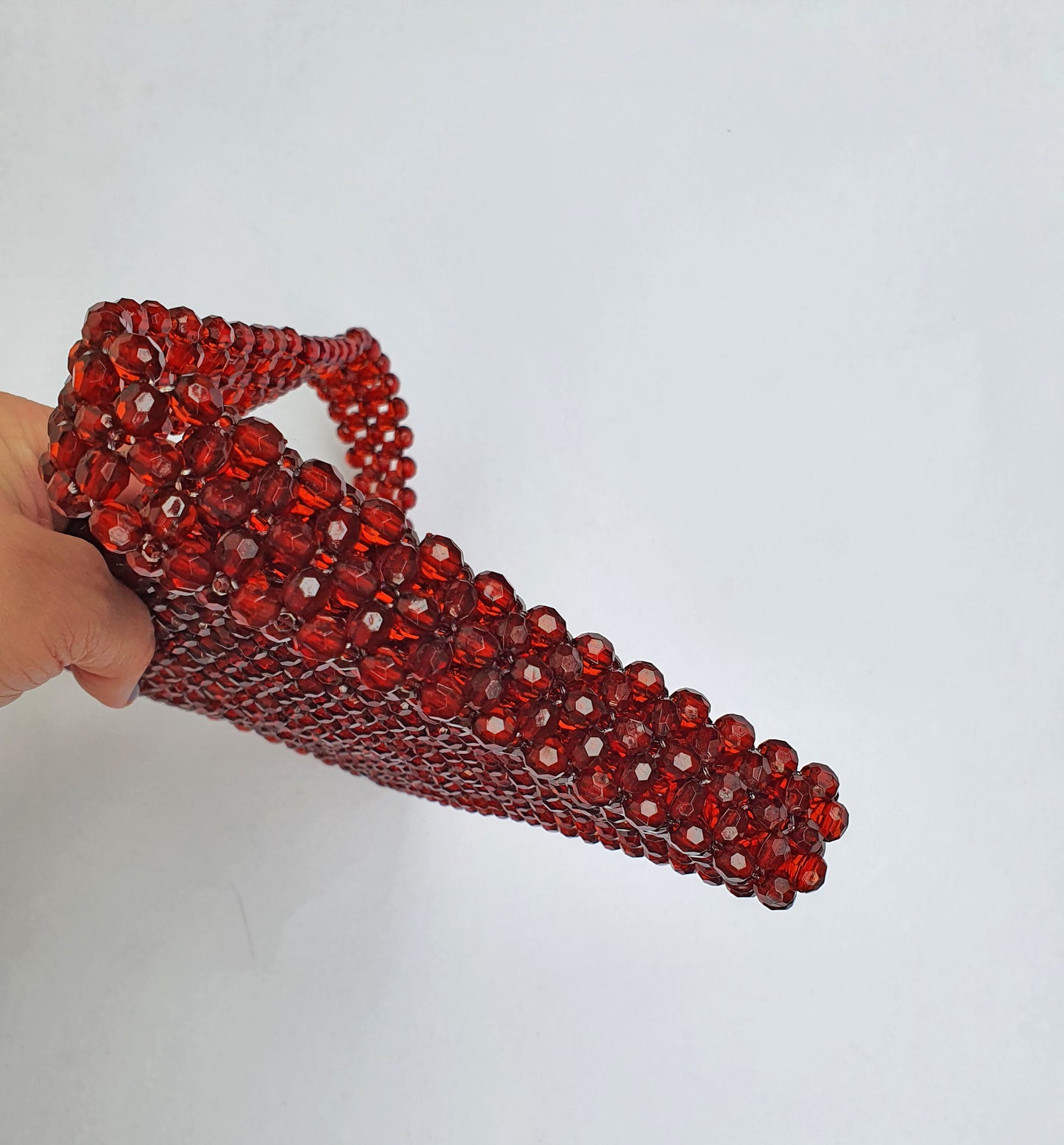 Borsetta Donna Perline Bordeaux Rossa