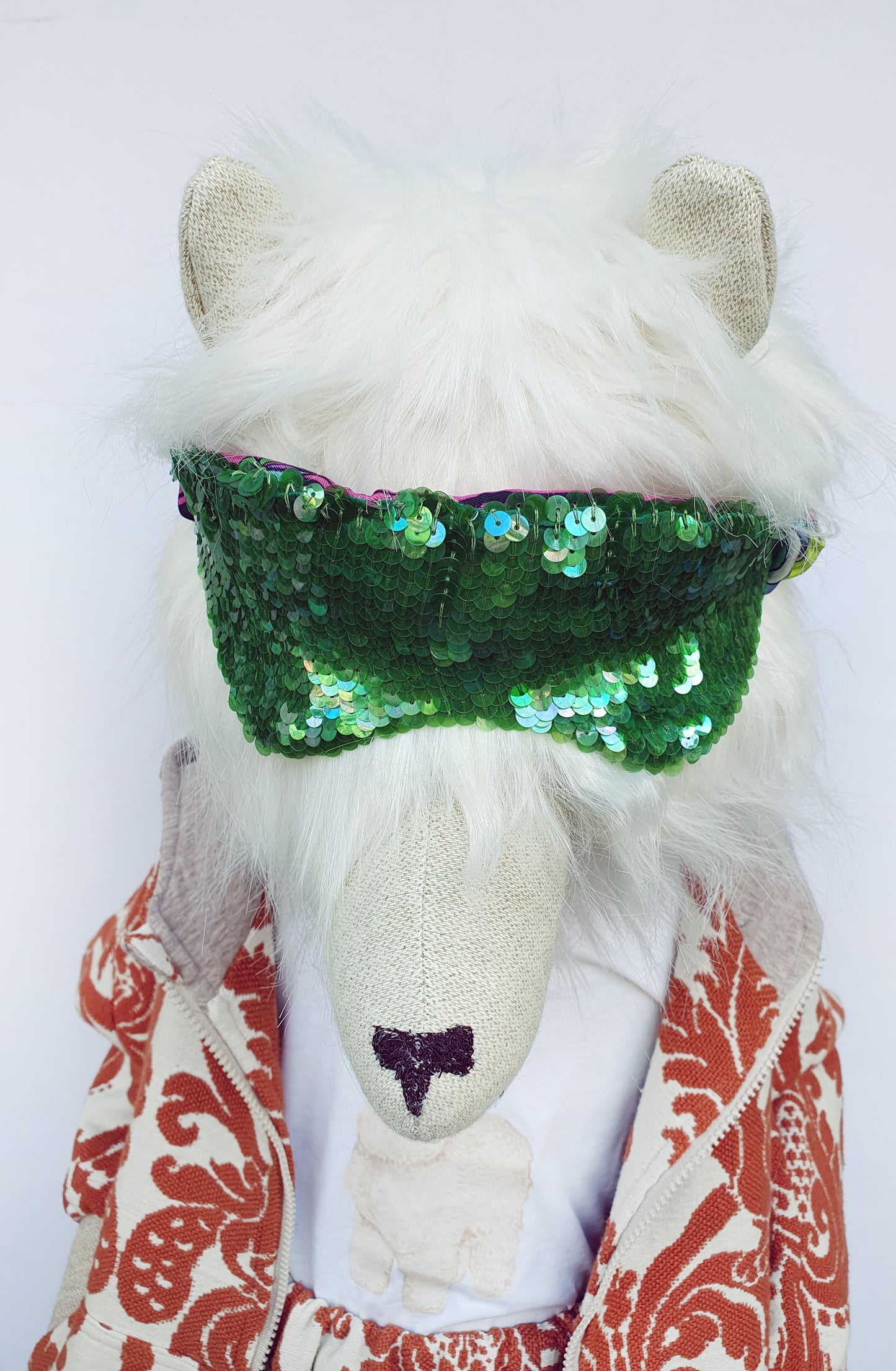 Silk Sleeping Mask with Green Sparkling Sequins