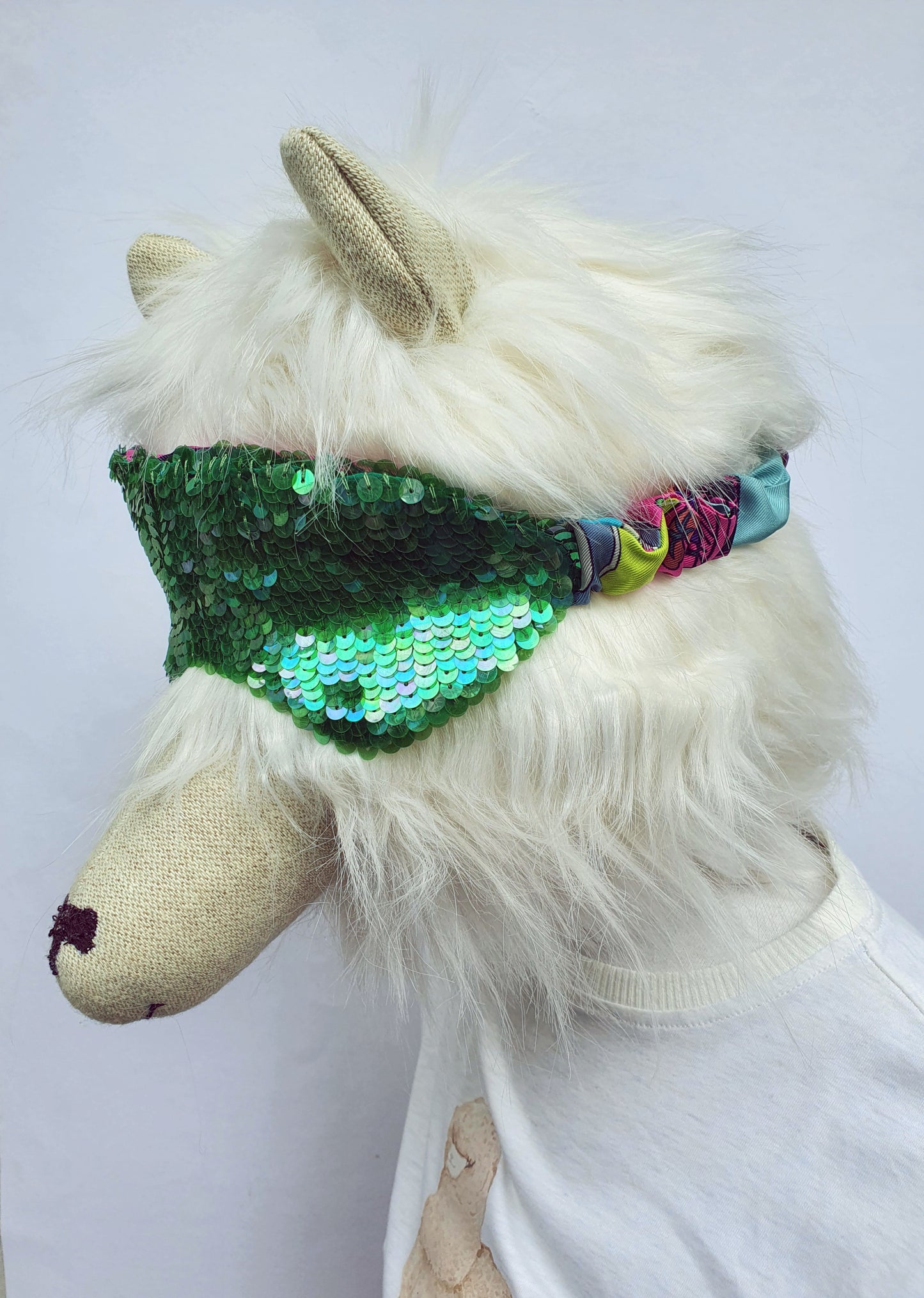 Silk Sleeping Mask with Green Sparkling Sequins