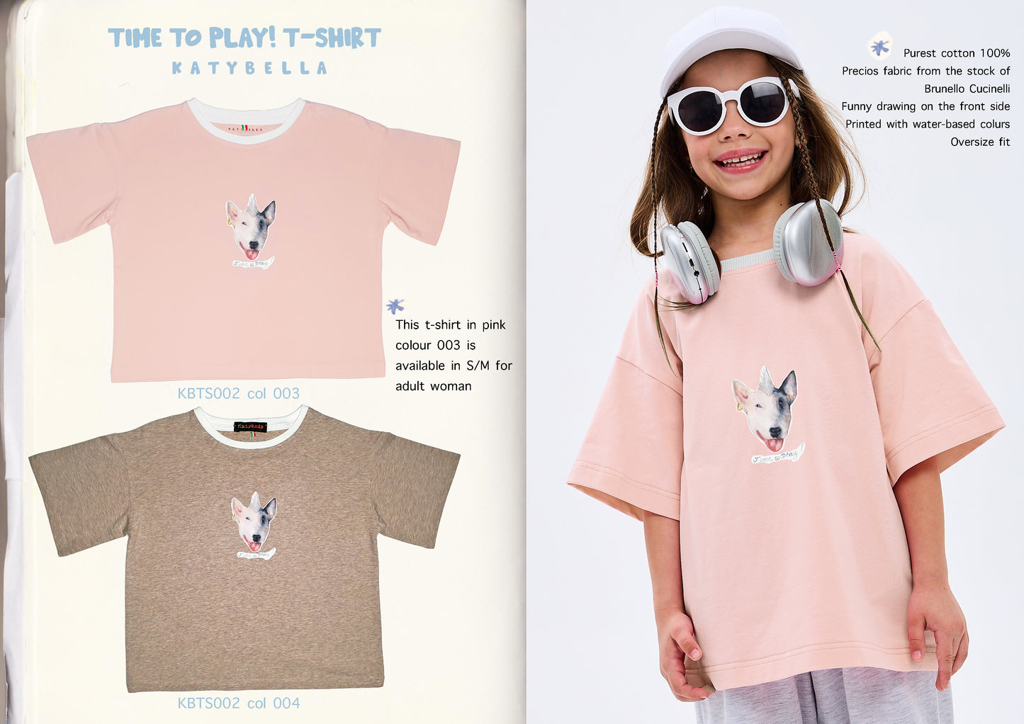 Maglietta bambino bambina a maniche corte Time to Play! Funky Dog Pink