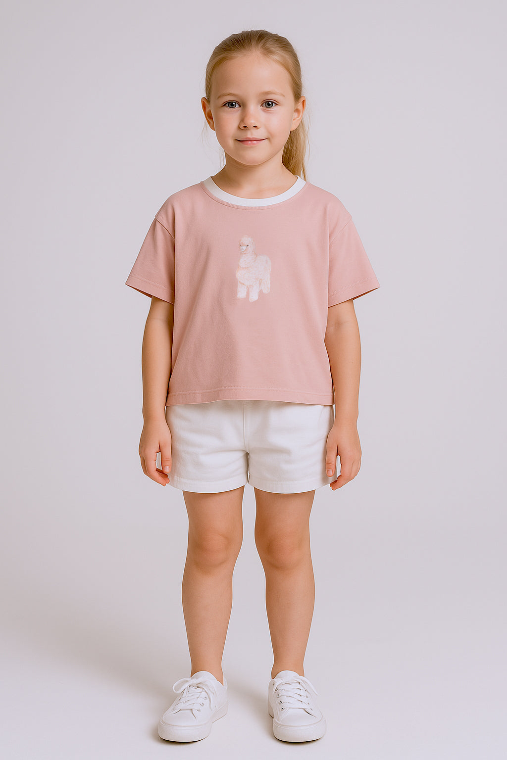 Toddler Baby Alpaca T-shirt Premium Italian Cotton Pink