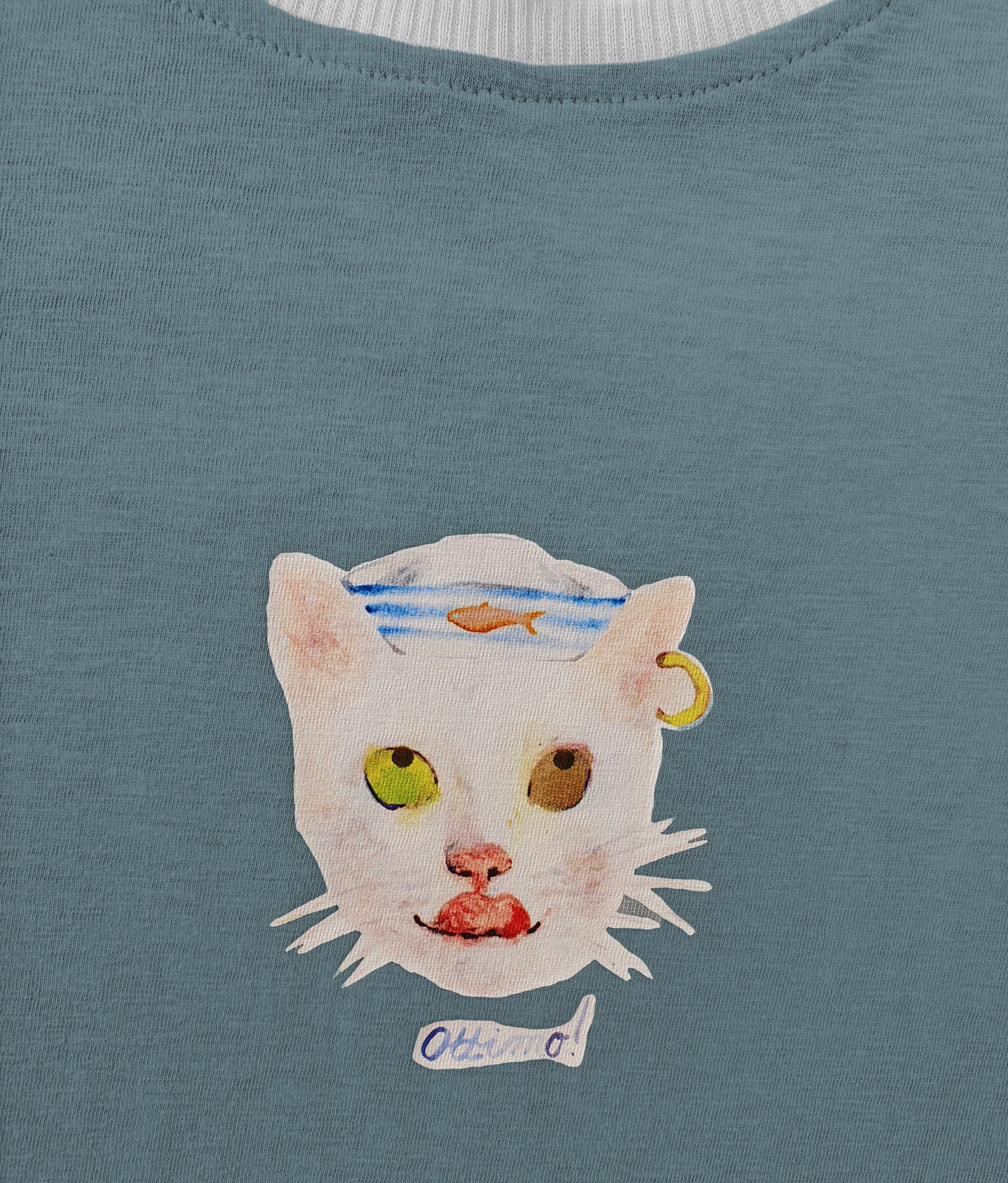 Toddler Baby T-shirt Premium Italian Cotton Ottimo! Cat Blue Blu
