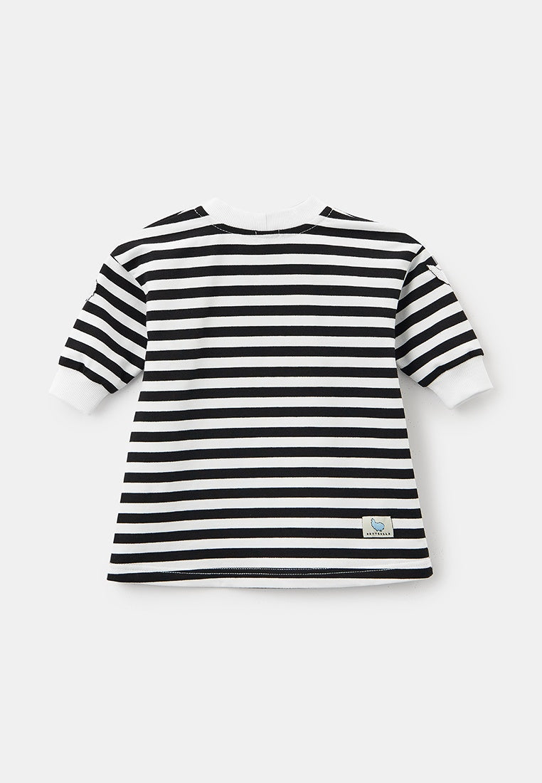 Sweatshirt Dress for Toddler Girls Stripes with Alpaca Patches