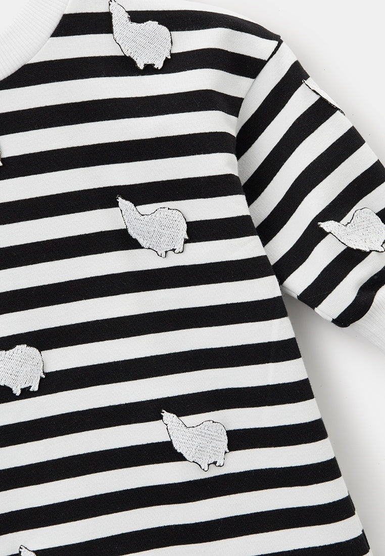 Sweatshirt Dress for Toddler Girls Stripes with Alpaca Patches