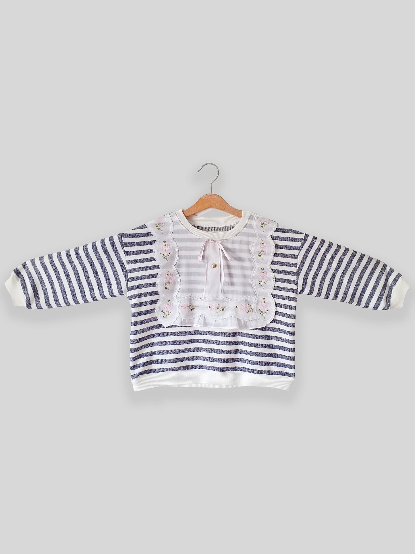 Felpa Girl Righe and Vintage Collar