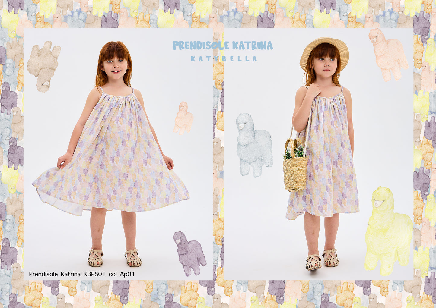 Girls' Summer Sun Dress Alpaca Designer Print Muslin Made in Italy