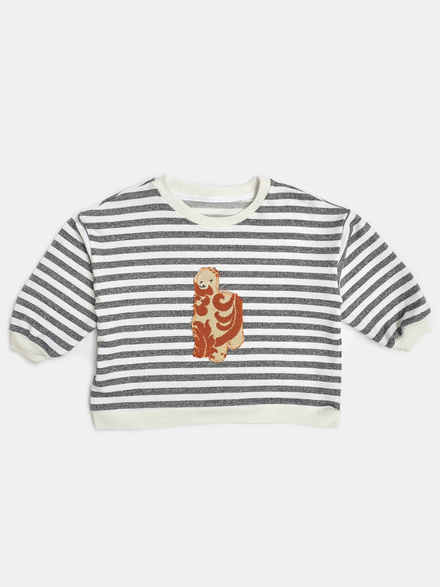 Sweatshirt Stripes for Toddler Vintage Alpaca Appliqué