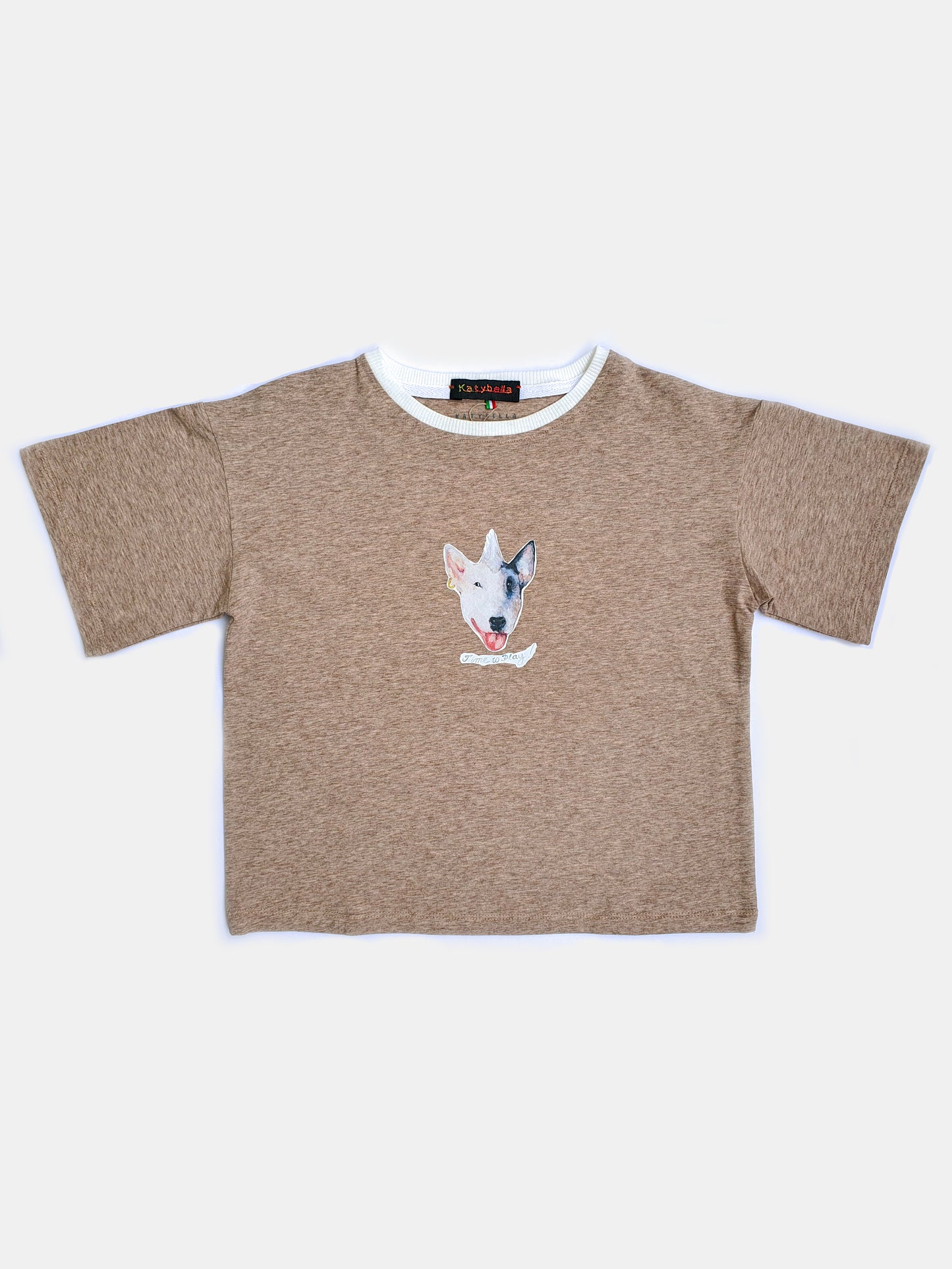 Maglietta bambino bambina a maniche corte Time to Play! Funky Dog Beige