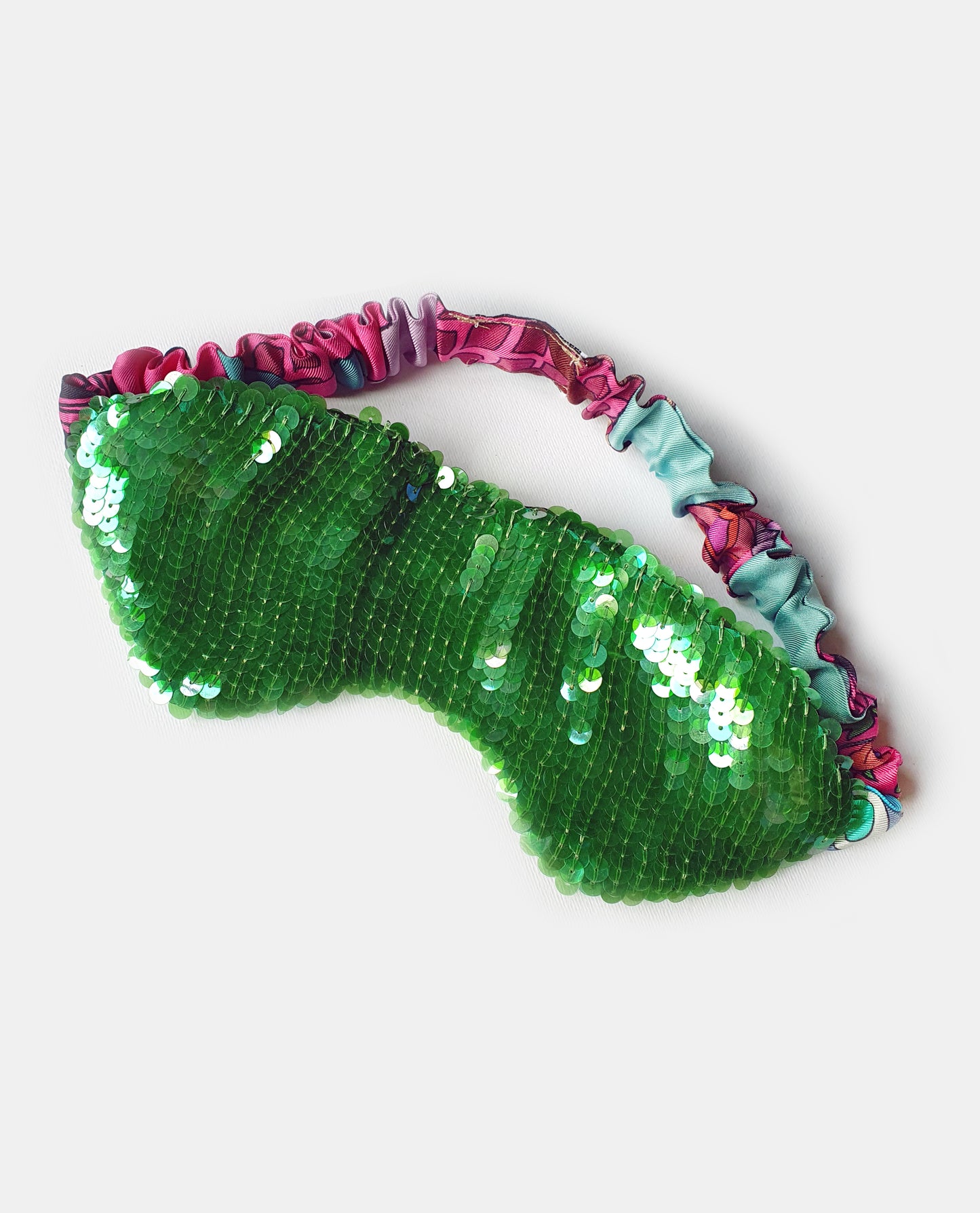 Silk Sleeping Mask with Green Sparkling Sequins