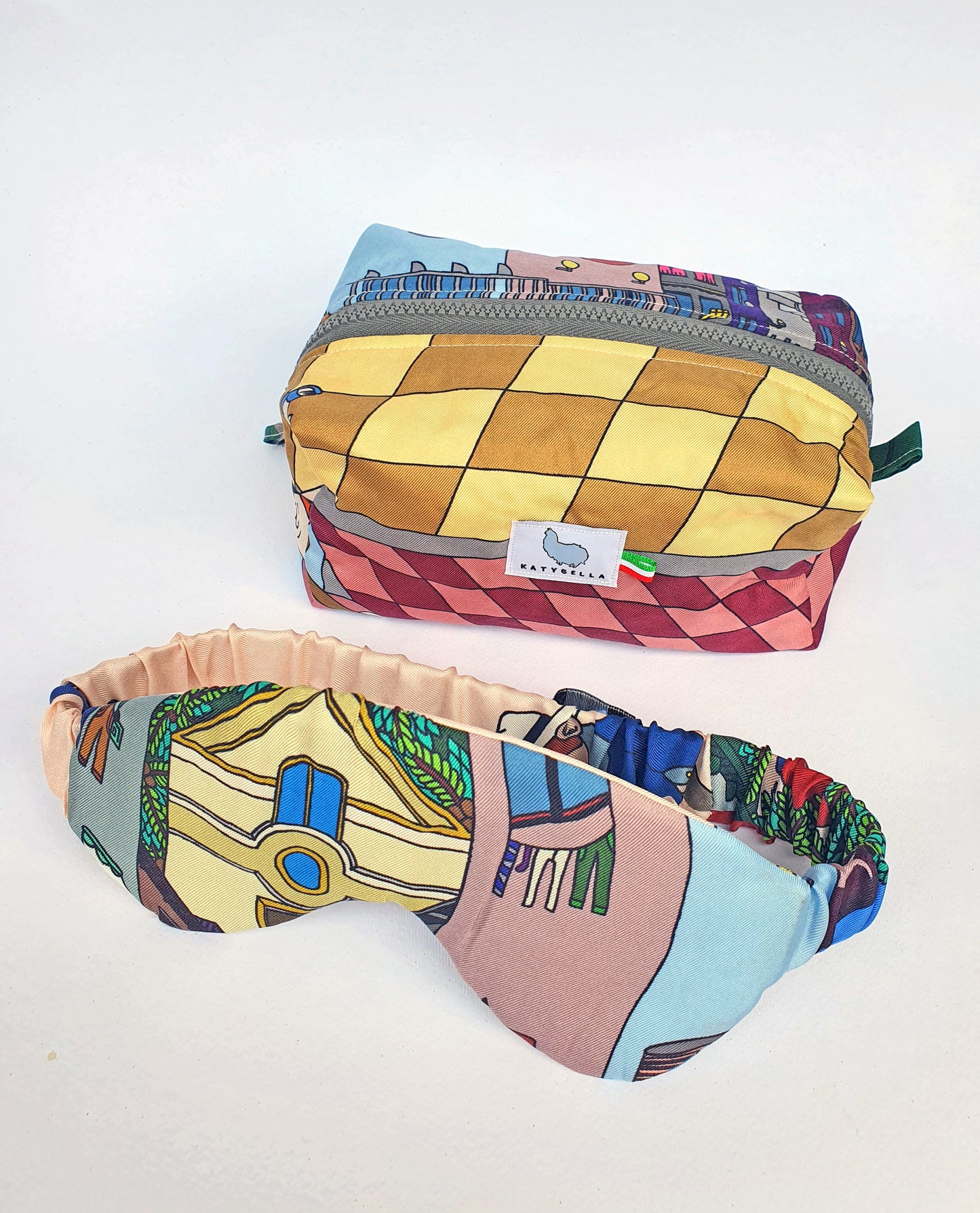 Luxury Silk Beauty Set – Naples Motif Print - Made in Italy