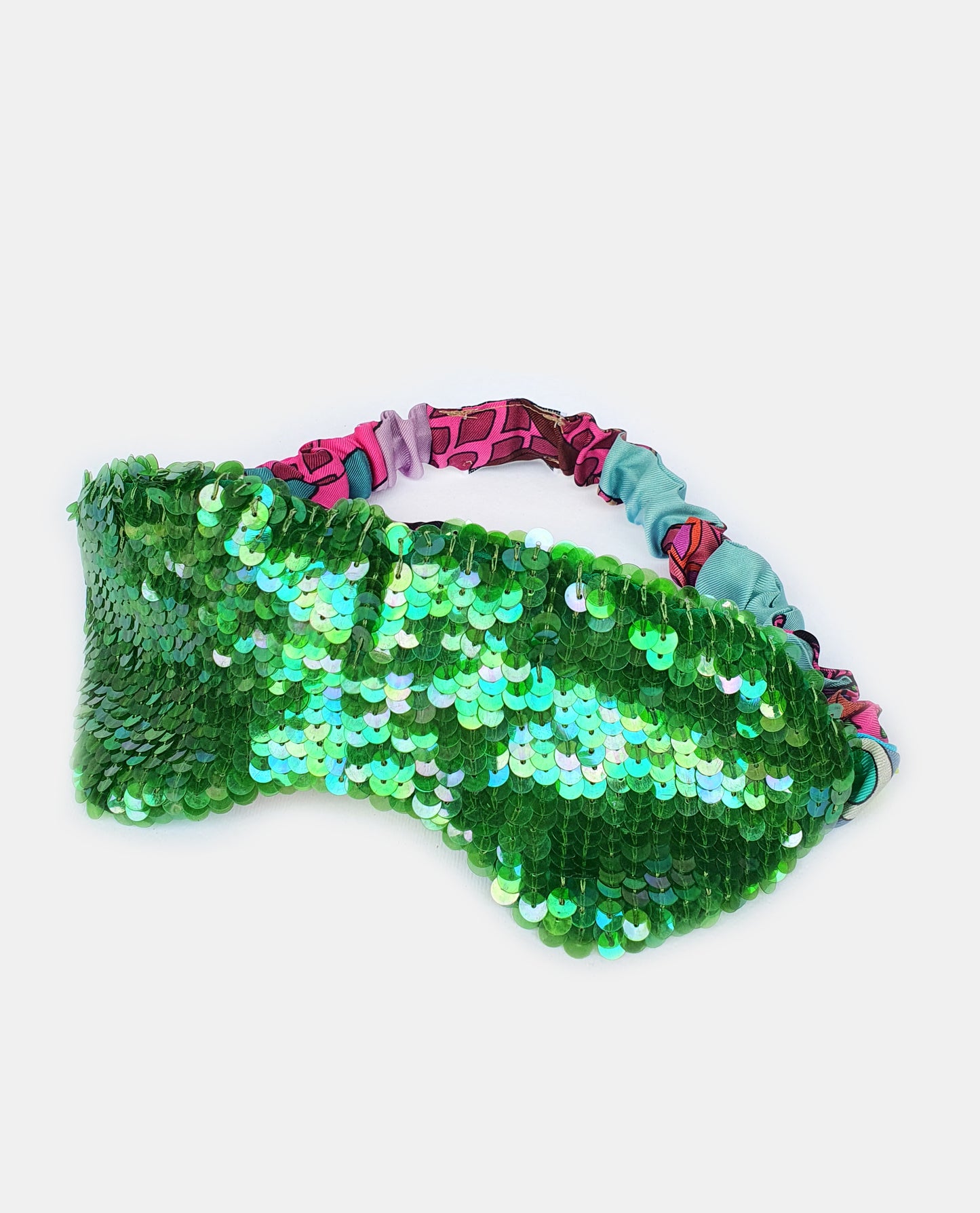Silk Sleeping Mask with Green Sparkling Sequins
