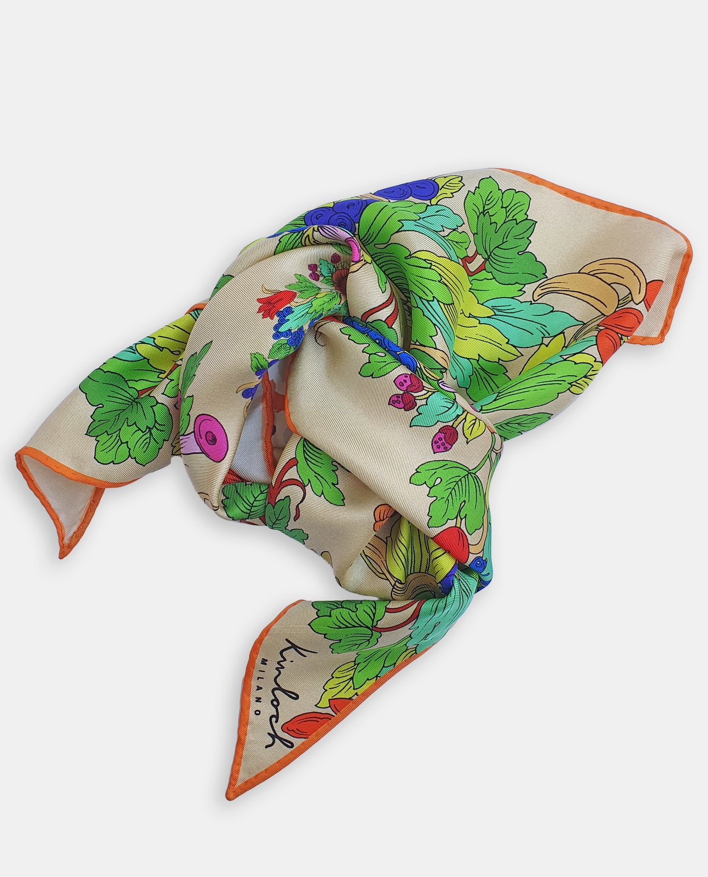 Foulard Triangle Flowers Pure Silk Made in Italy
