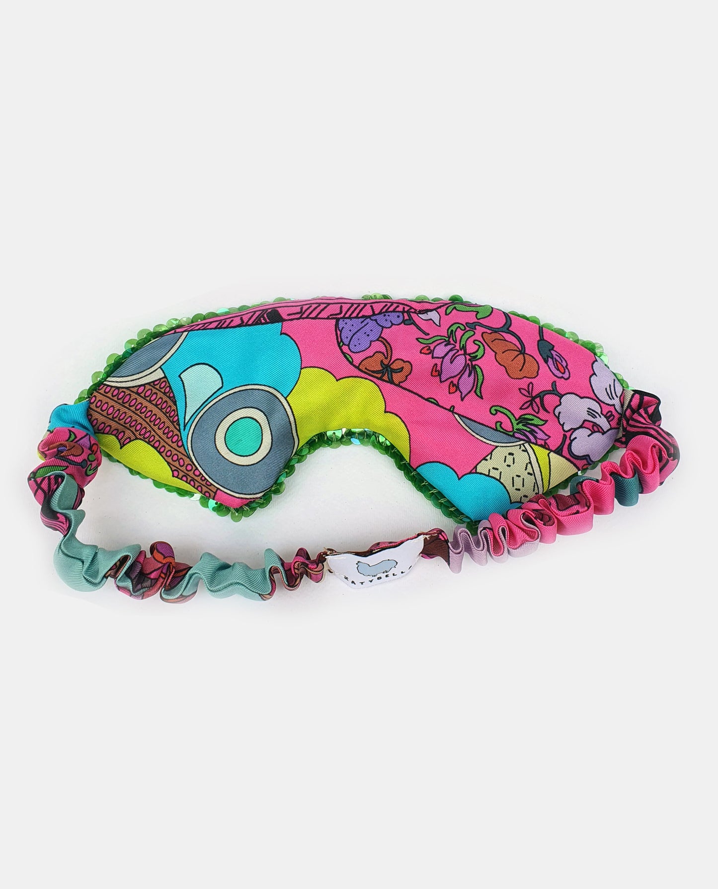 Silk Sleeping Mask with Green Sparkling Sequins