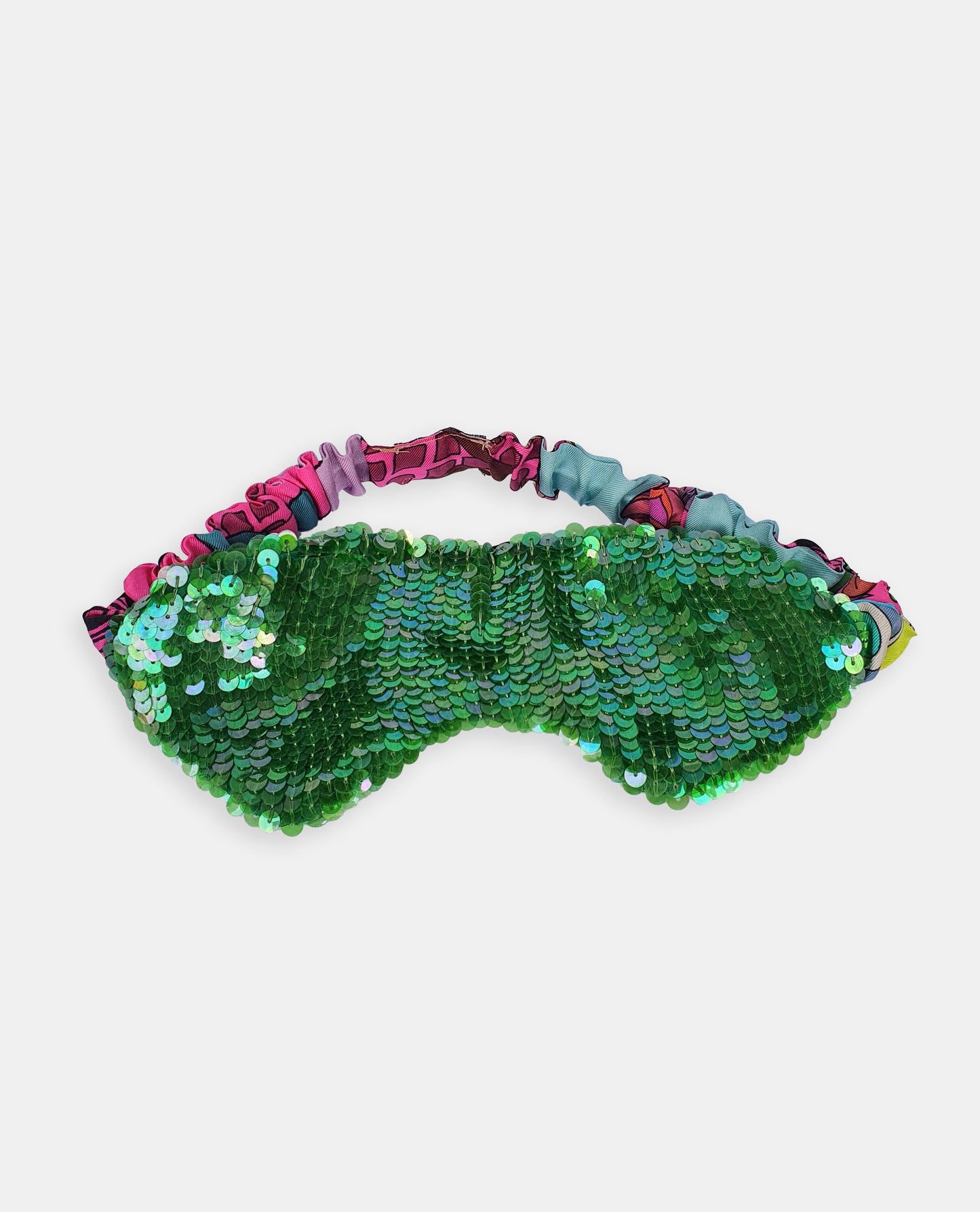 Silk Sleeping Mask with Green Sparkling Sequins
