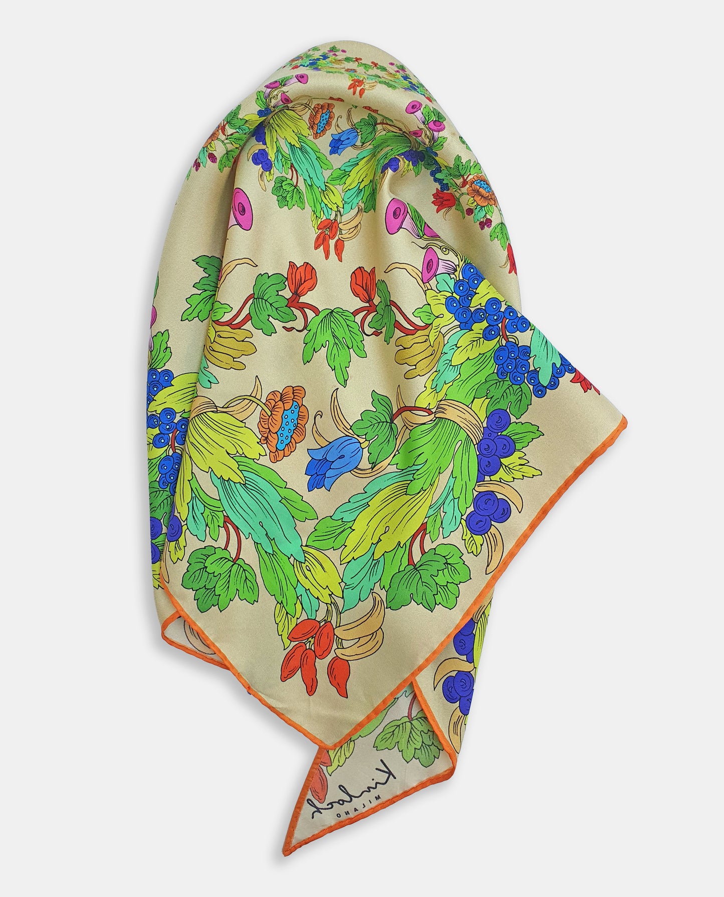 Foulard Triangle Flowers Pure Silk Made in Italy