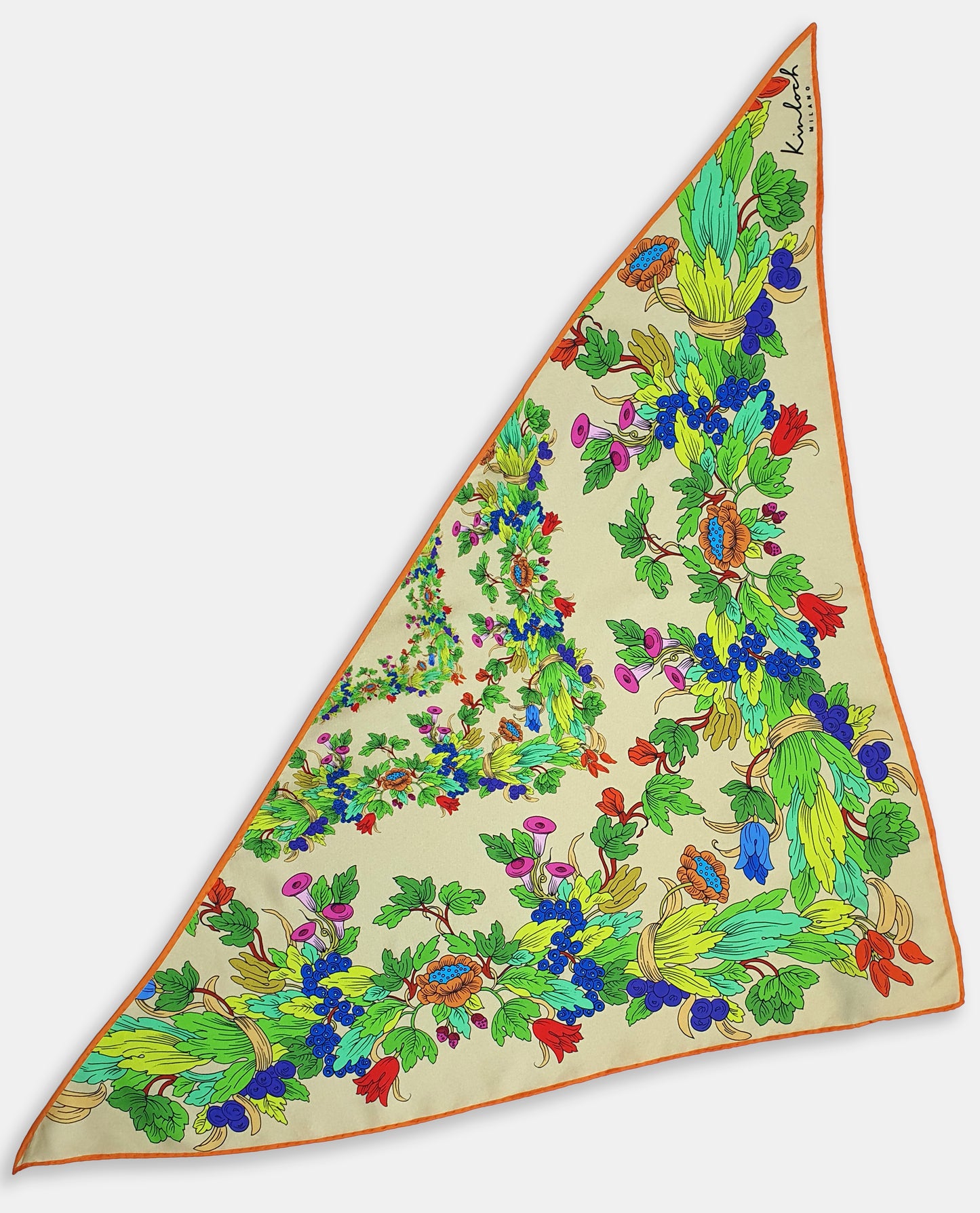 Foulard Triangle Flowers Pure Silk Made in Italy