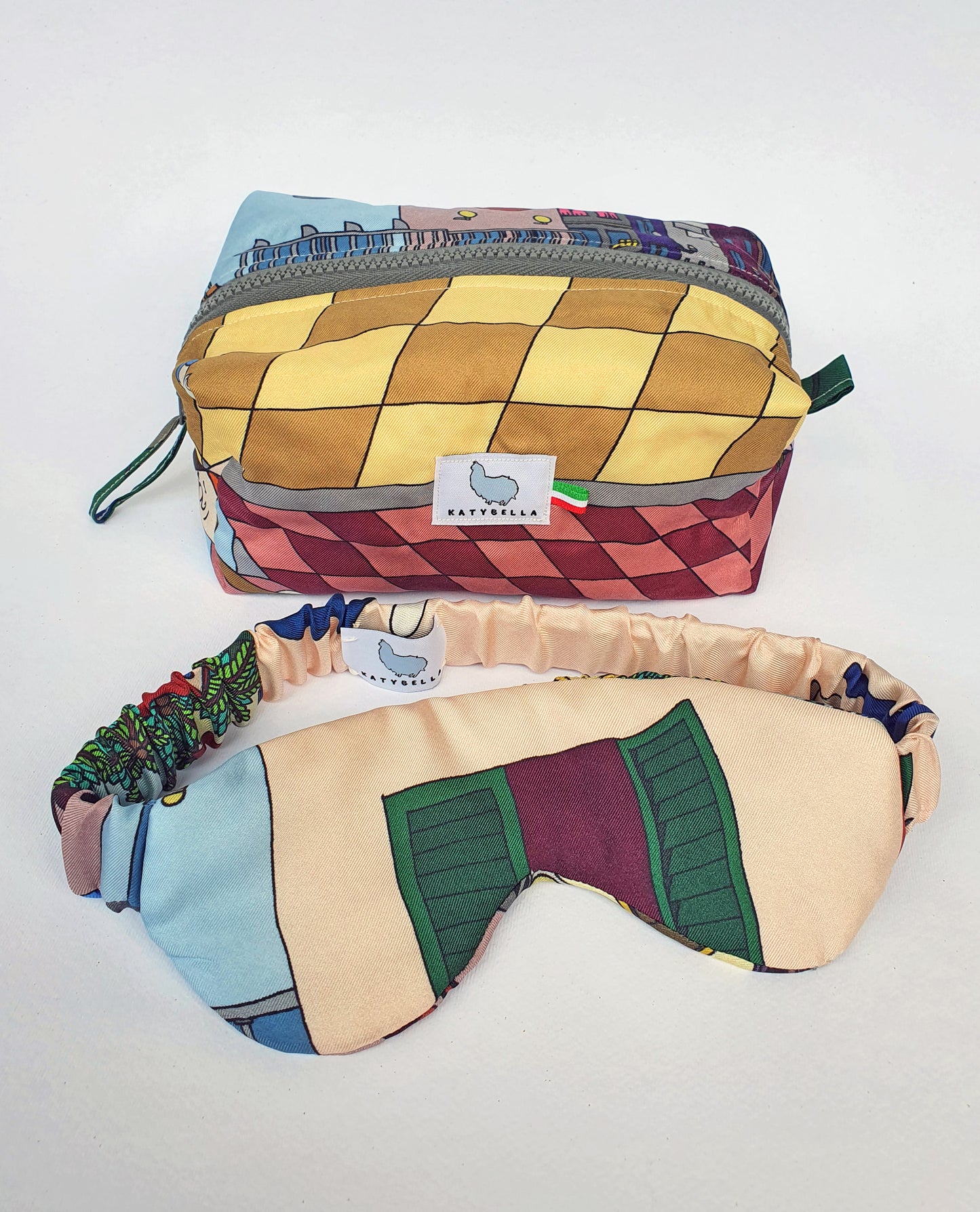 Luxury Silk Beauty Set – Naples Motif Print - Made in Italy