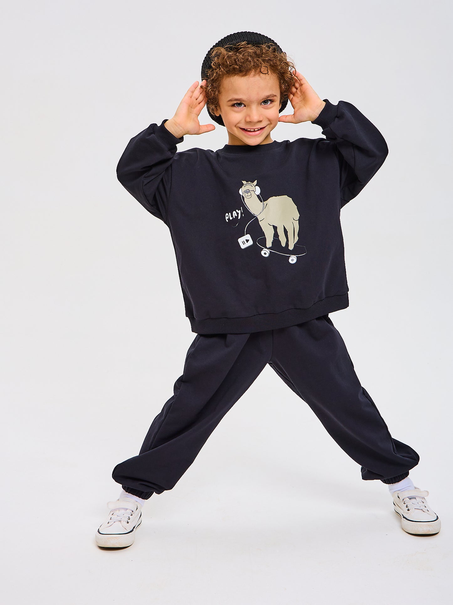 Tuta Bambino Bambina Nero Skate Alpaca