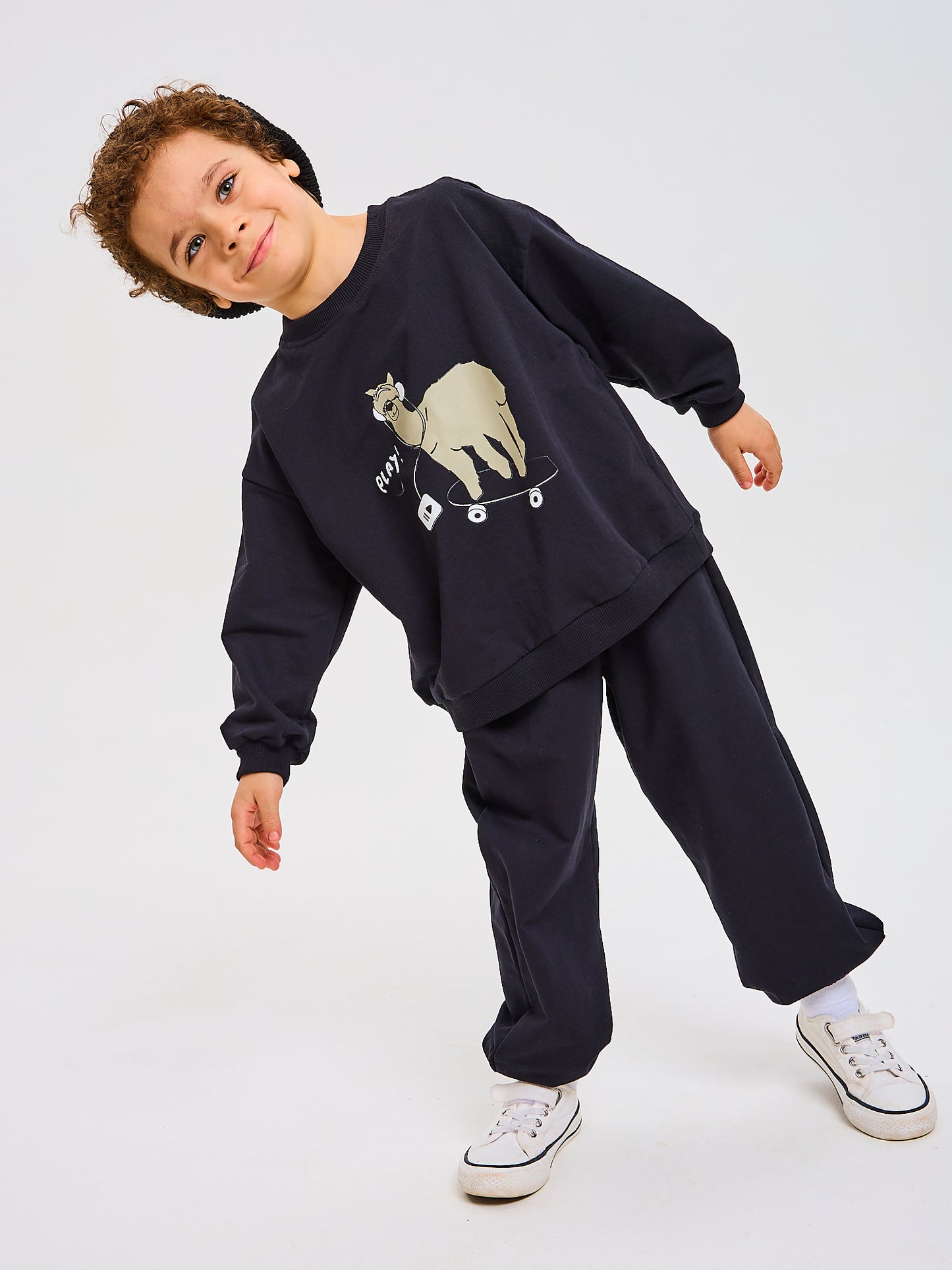 Tuta Bambino Bambina Nero Skate Alpaca
