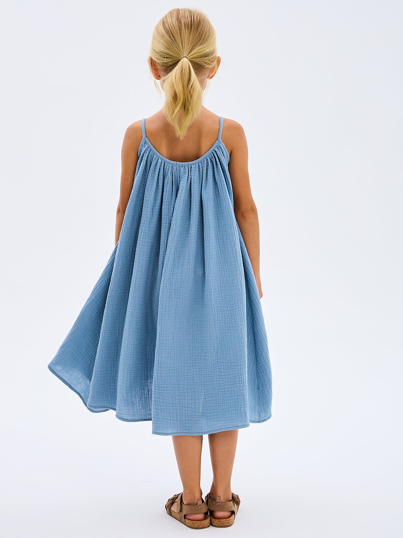 Girls' Summer Sundress Katrina Sky Blue Made in Italy