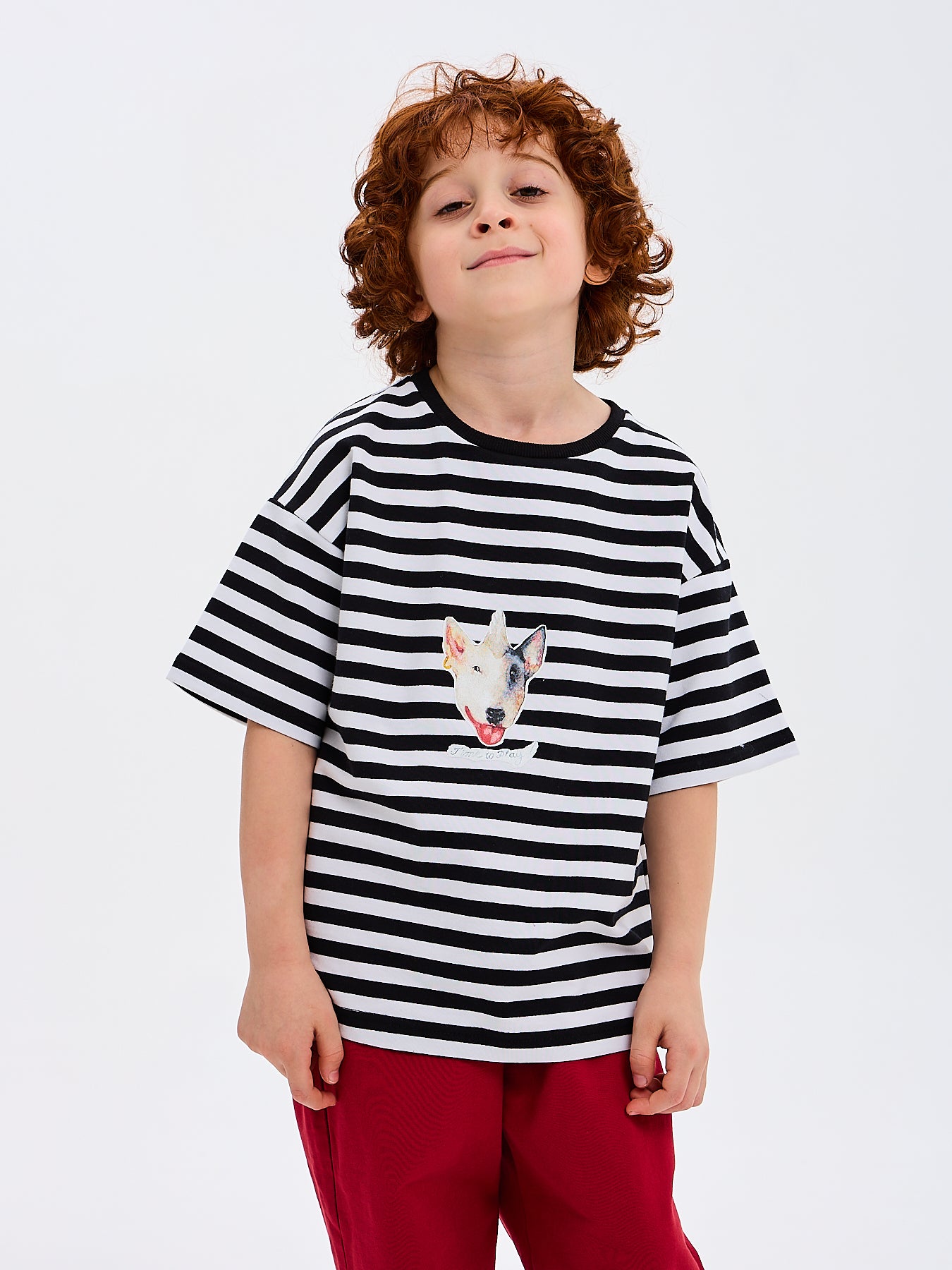 Maglietta bambino bambina a maniche corte Time to Play! Funky Dog Righe Stripes