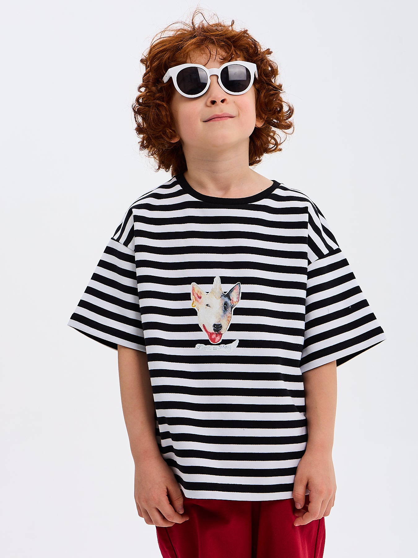 Maglietta bambino bambina a maniche corte Time to Play! Funky Dog Righe Stripes