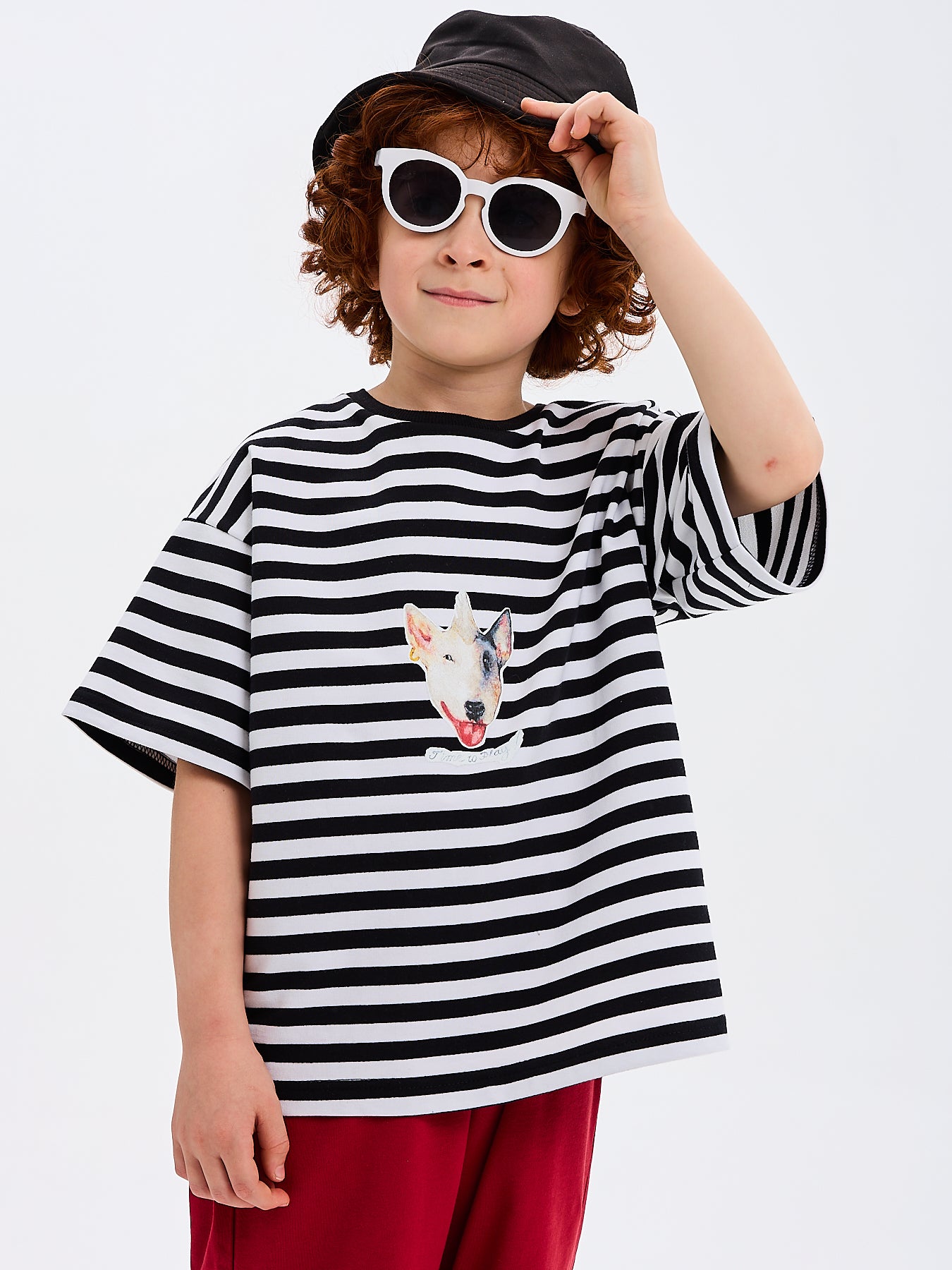 Maglietta bambino bambina a maniche corte Time to Play! Funky Dog Righe Stripes