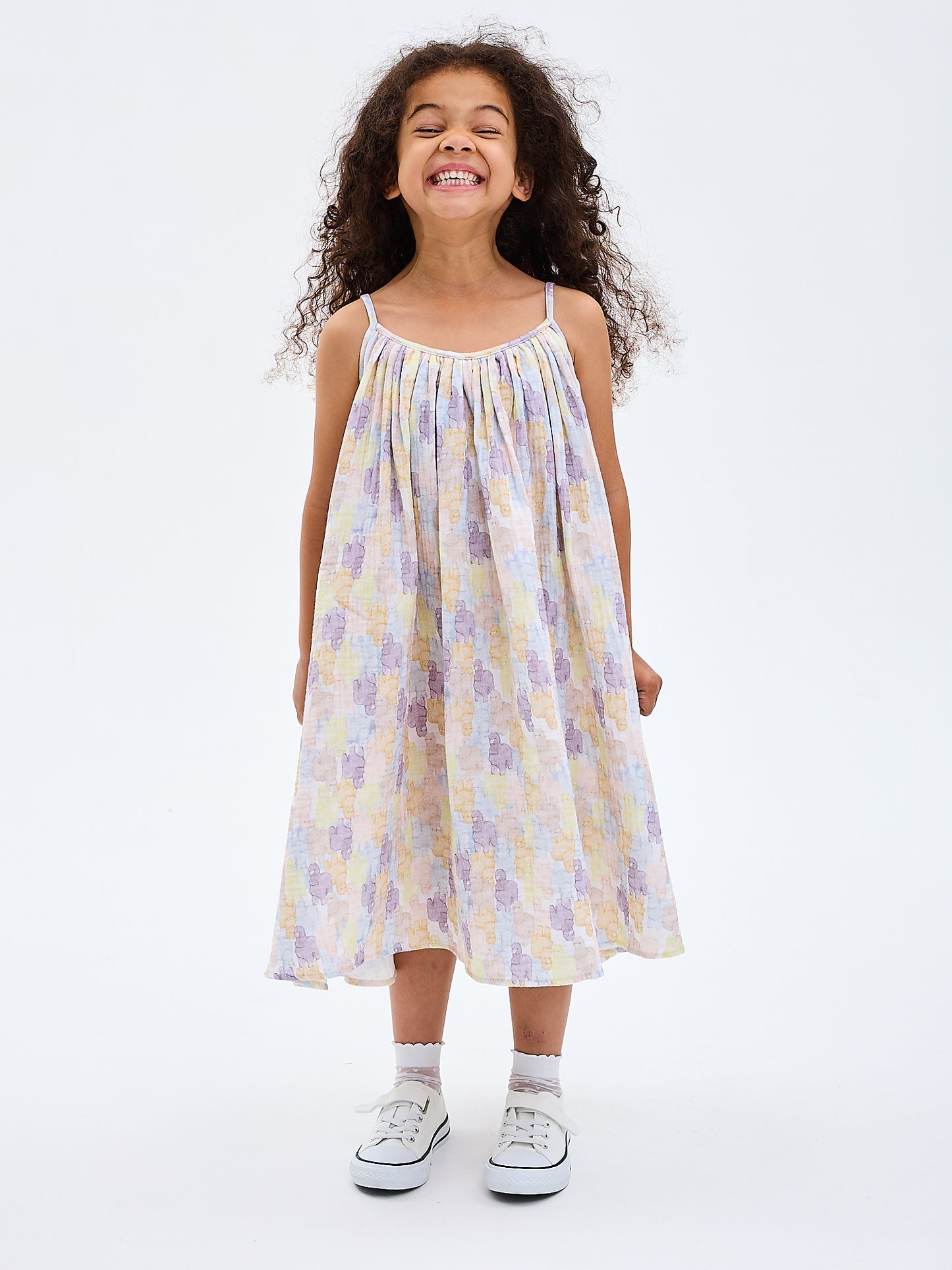 Girls' Summer Sun Dress Alpaca Designer Print Muslin Made in Italy