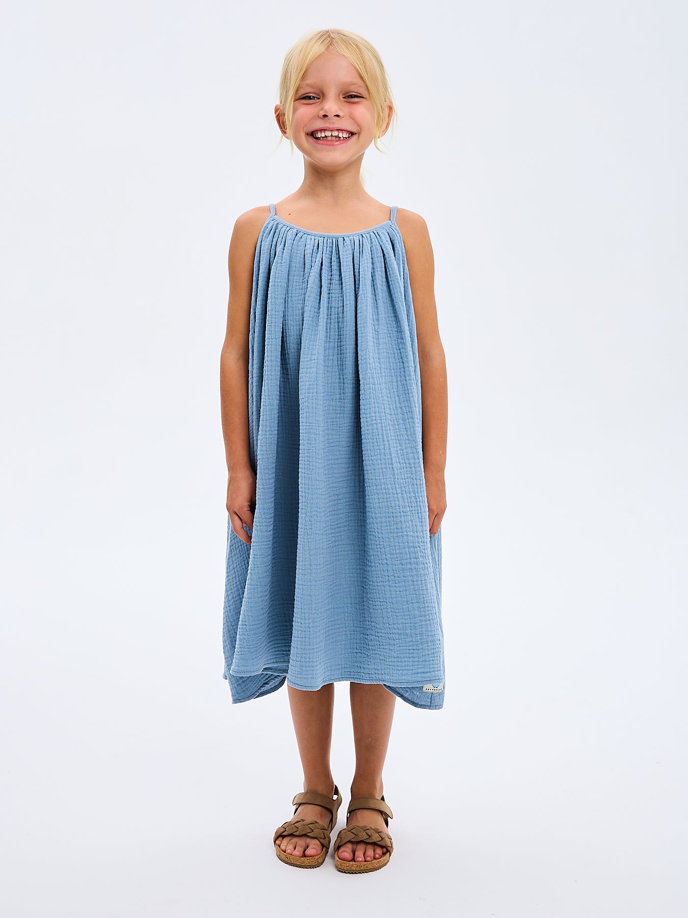 Girls' Summer Sundress Katrina Sky Blue Made in Italy