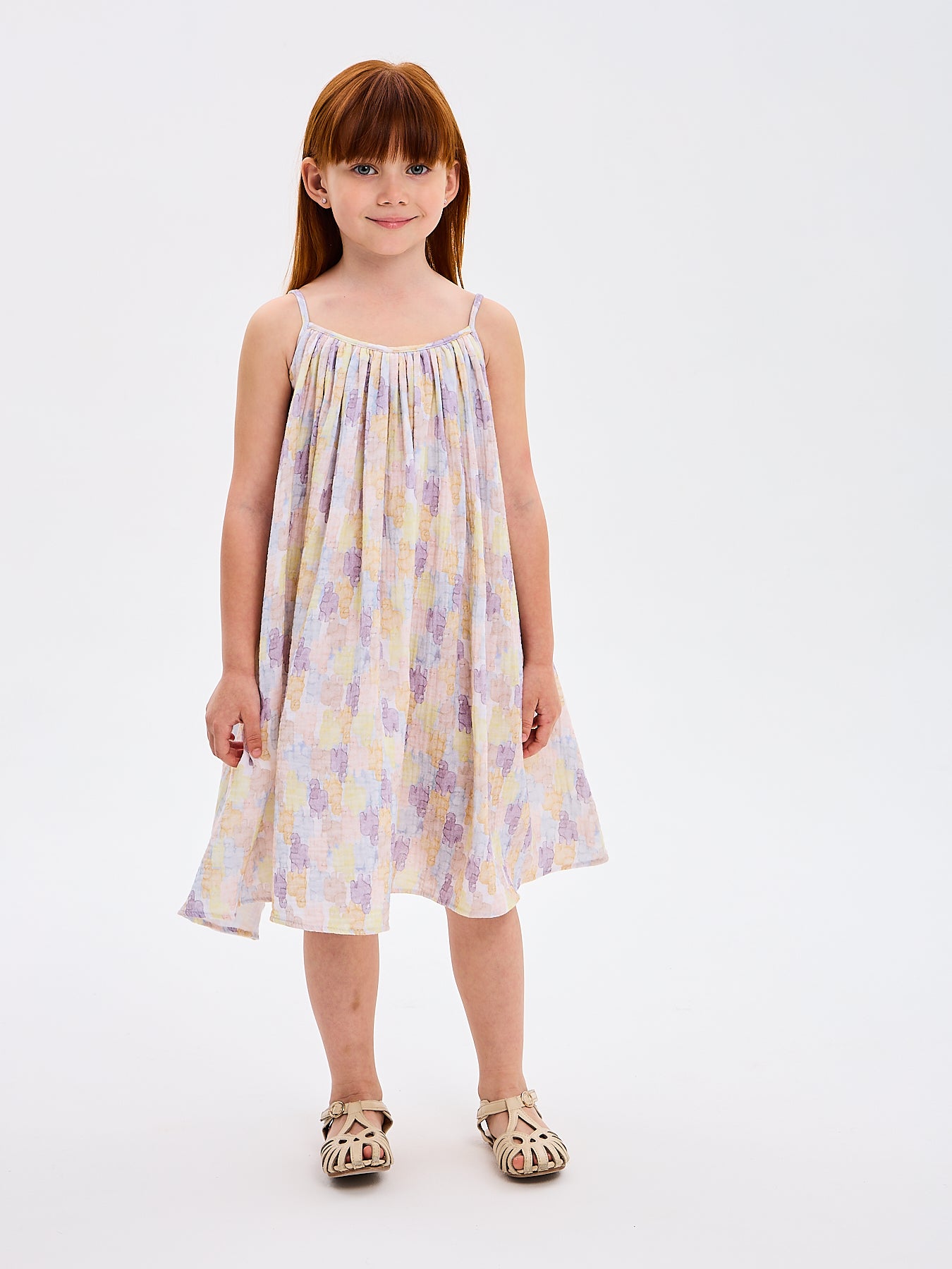 Girls' Summer Sun Dress Alpaca Designer Print Muslin Made in Italy