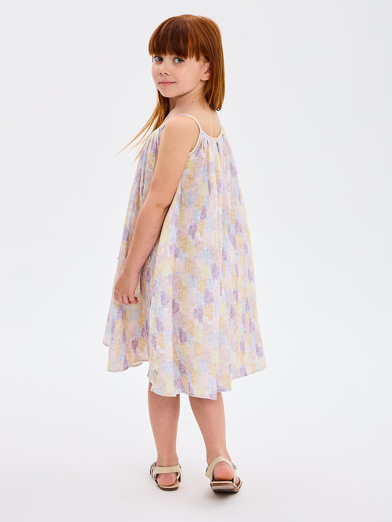Girls' Summer Sun Dress Alpaca Designer Print Muslin Made in Italy