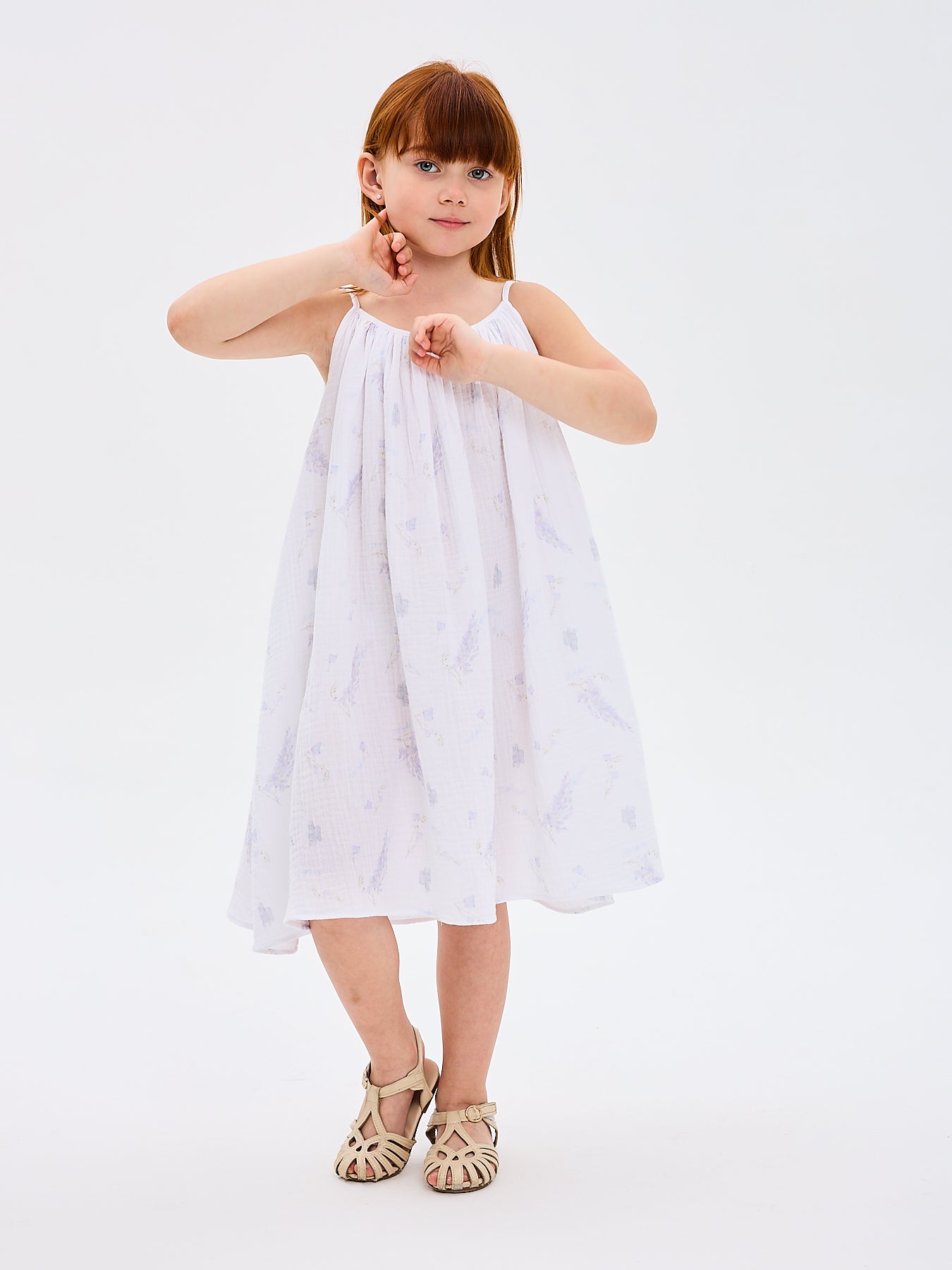 Girls' Summer Sun Dress Katrina Glicine Wisteria Made in Italy
