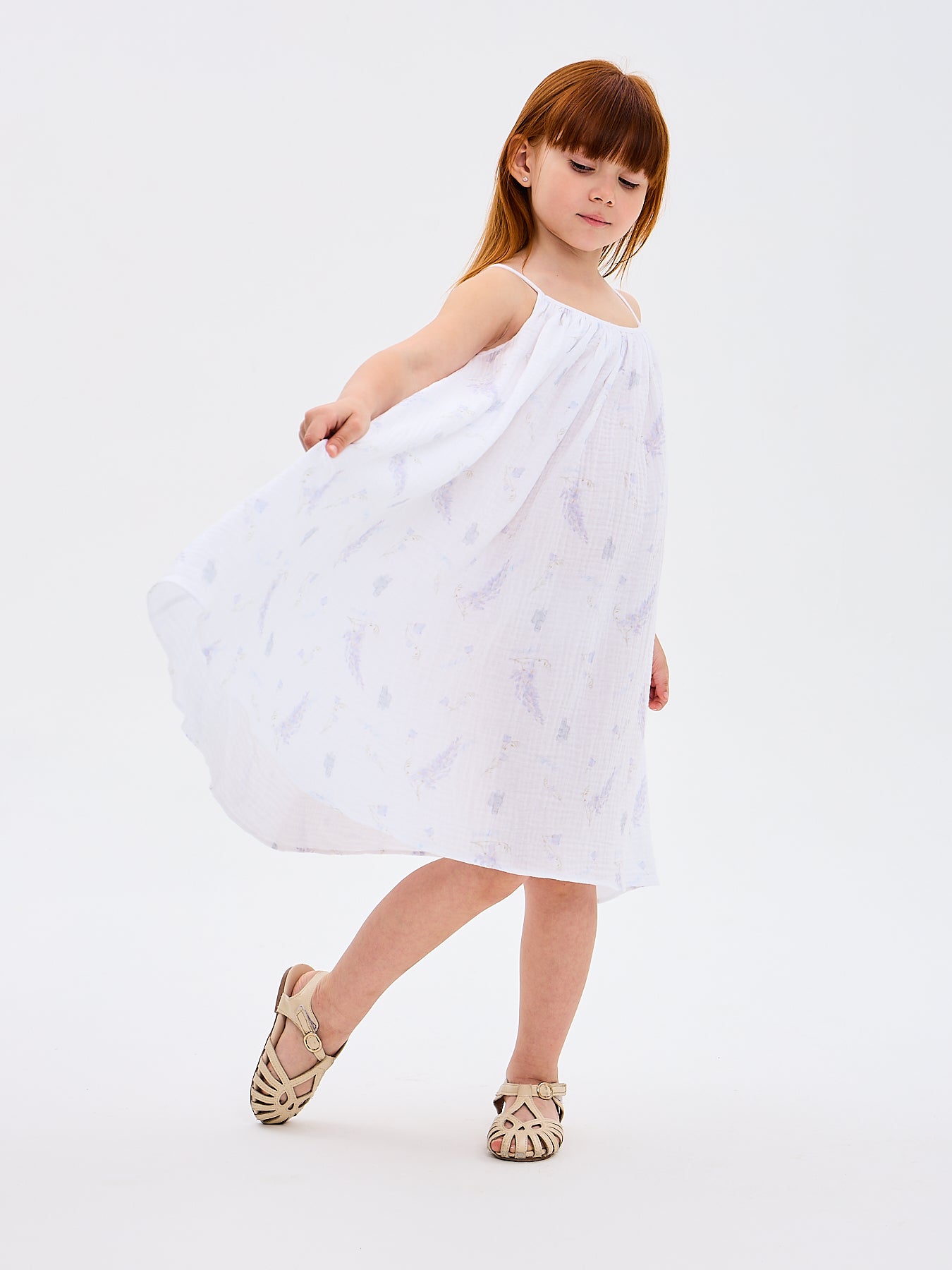 Girls' Summer Sun Dress Katrina Glicine Wisteria Made in Italy