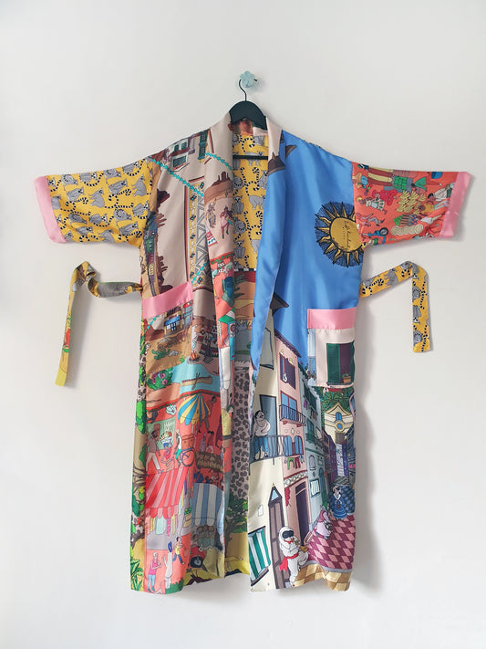Luxury Full-Length Lounge Kimono - 100% Italian Silk