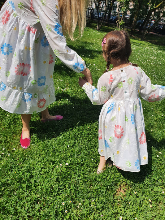 White Embroidered Dress for girls San Gallo Lace