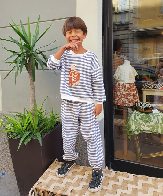Sweatshirt Stripes for Toddler Vintage Alpaca Appliqué
