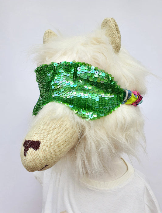 Silk Sleeping Mask with Green Sparkling Sequins