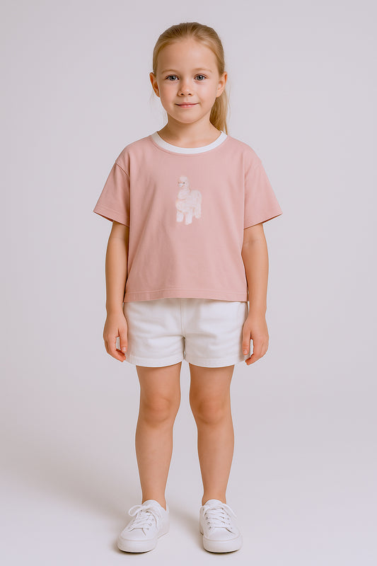 Toddler Baby Alpaca T-shirt Premium Italian Cotton Pink