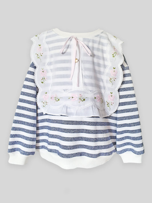 Felpa Girl Righe and Vintage Collar