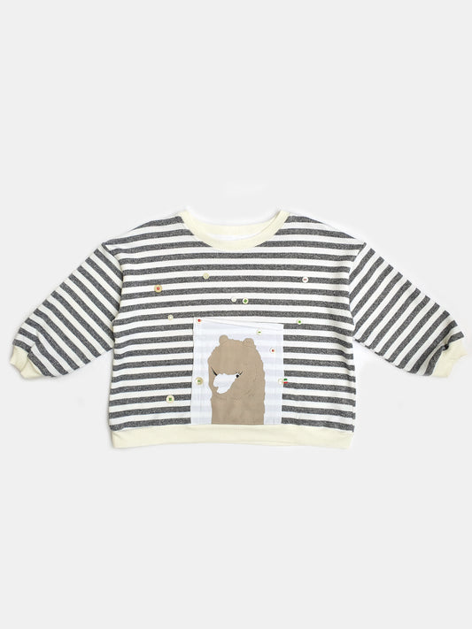 Sweatshirt Stripes for Toddler Vintage Buttons