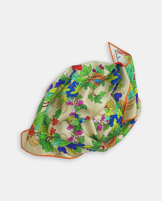 Foulard Triangle Flowers Pure Silk Made in Italy