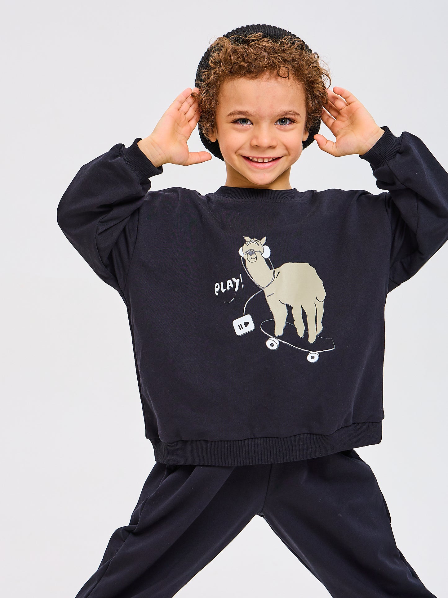 Tuta Bambino Bambina Nero Skate Alpaca