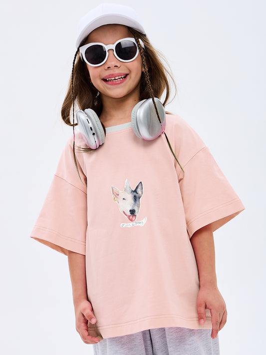 Maglietta bambino bambina a maniche corte Time to Play! Funky Dog Pink