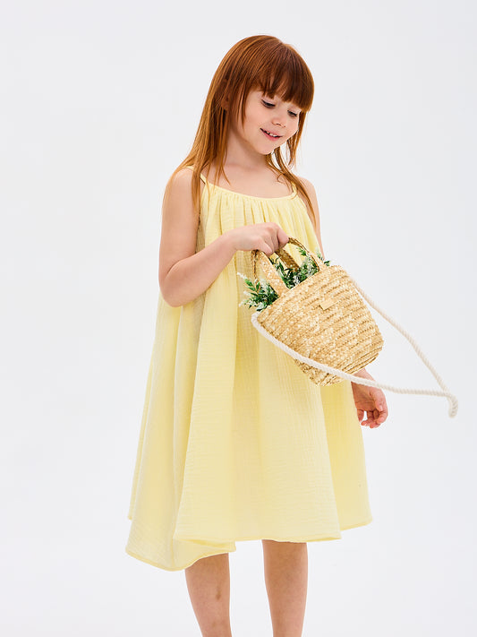 Girls' Summer Sundress Katrina Yellow Made in Italy