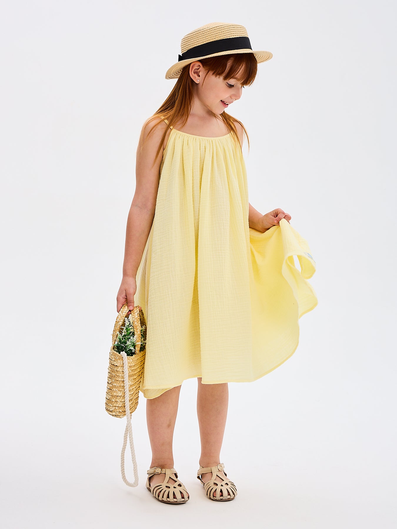 Girls' Summer Sundress Katrina Yellow Made in Italy