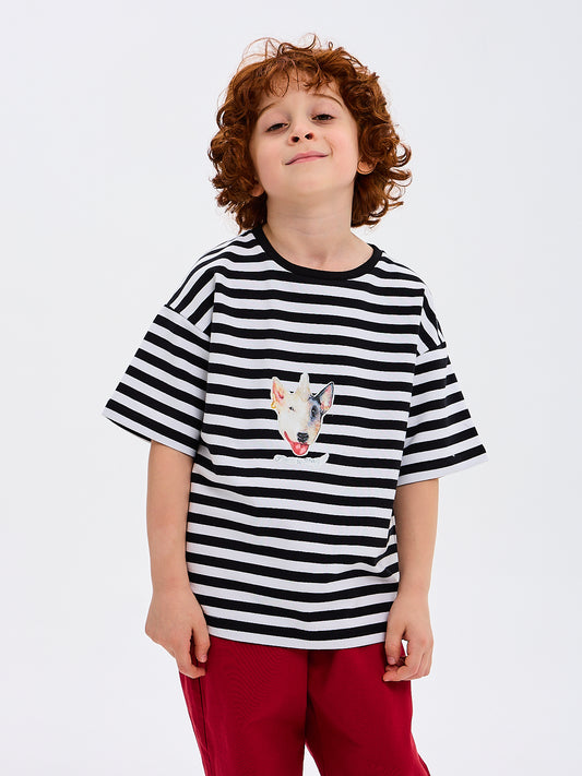 Maglietta bambino bambina a maniche corte Time to Play! Funky Dog Righe Stripes