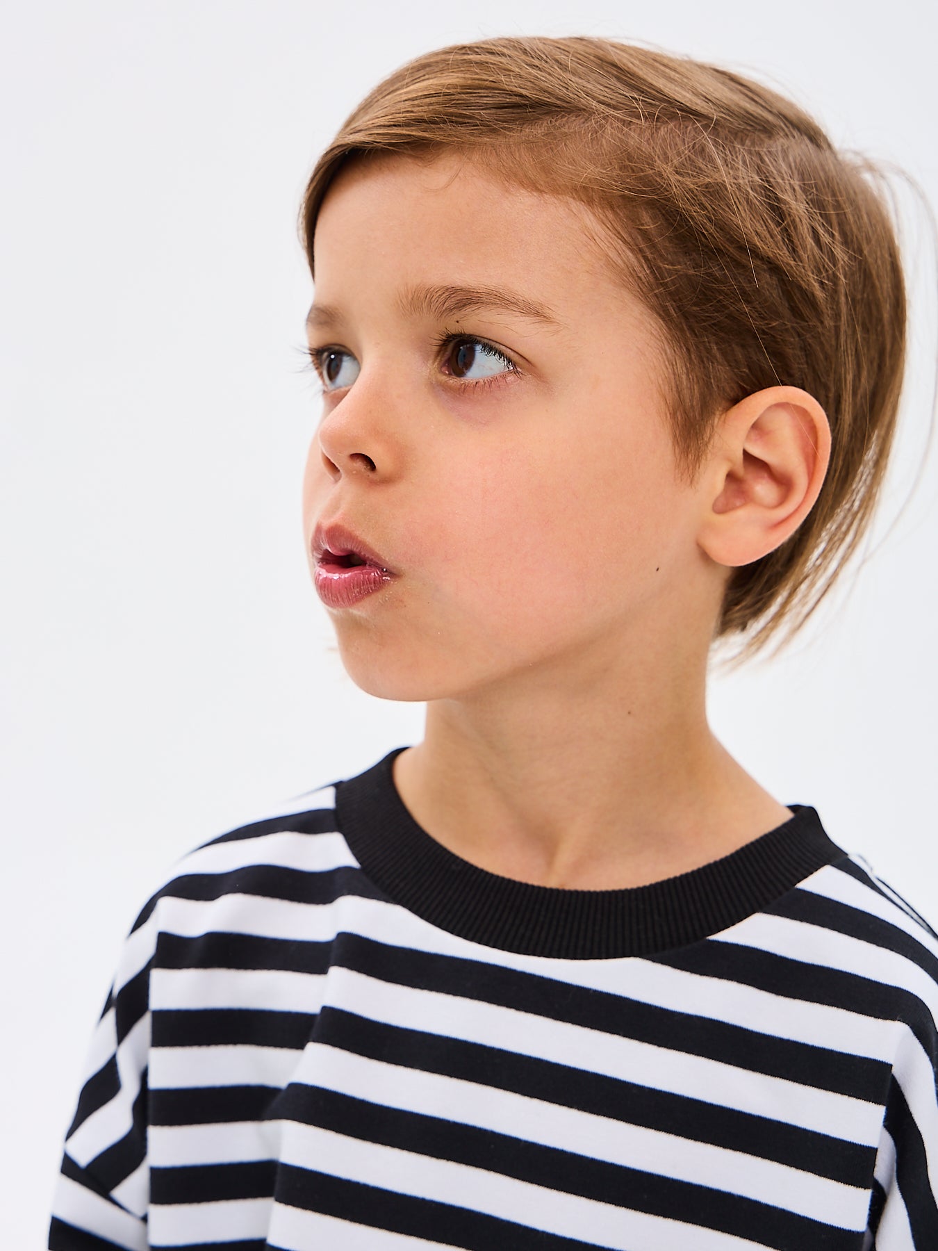Kids' Oversized Striped Black and White Sweatshirt Embroidered Alpaca Patches